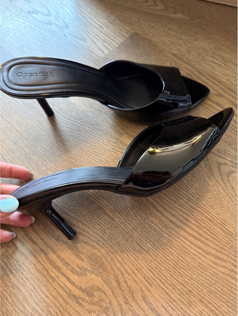 Open Edit Black Patent Leather Women's Heels - Picture 4 of 9
